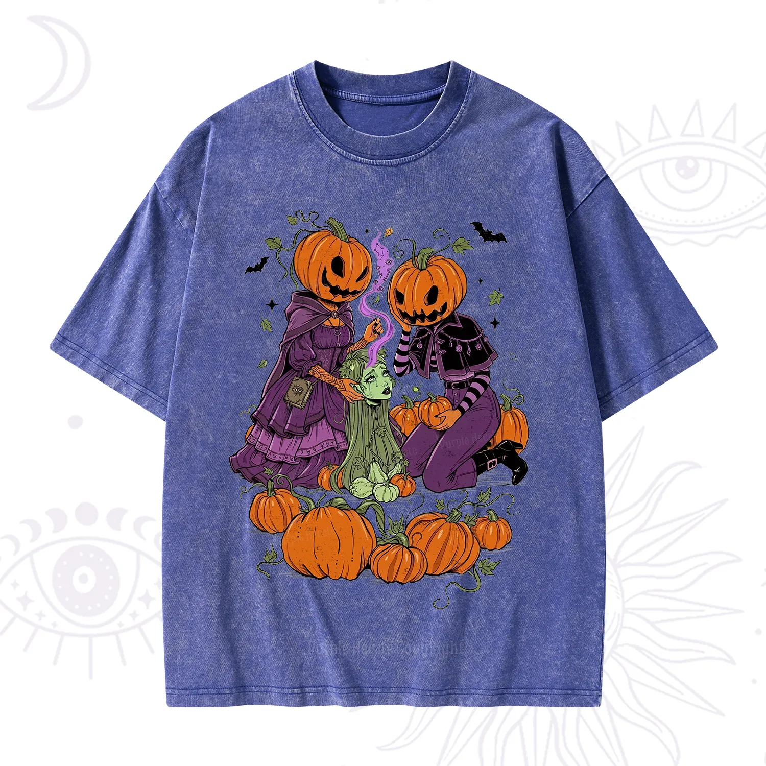 Purplehecate Spooky Witch Pumpkin Patch Washed T-Shirt
