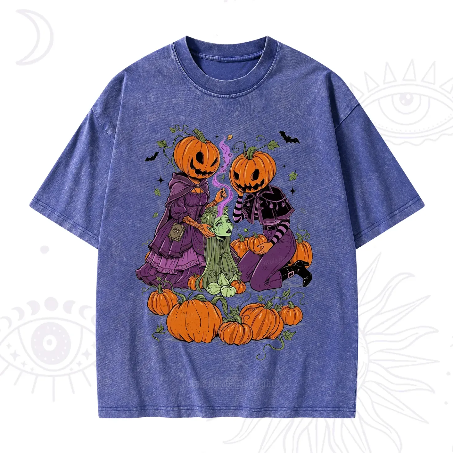Purplehecate Spooky Witch Pumpkin Patch Washed T-Shirt