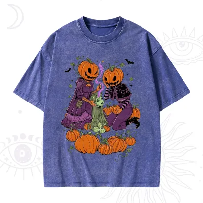 Purplehecate Spooky Witch Pumpkin Patch Washed T-Shirt