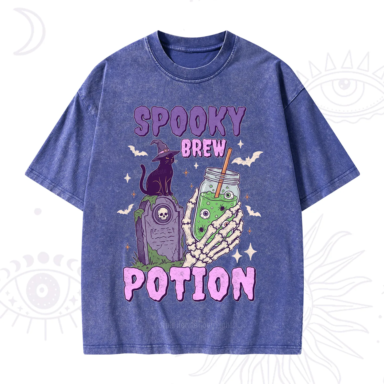 Purplehecate Spooky Brew Potion Halloween Washed T-Shirt