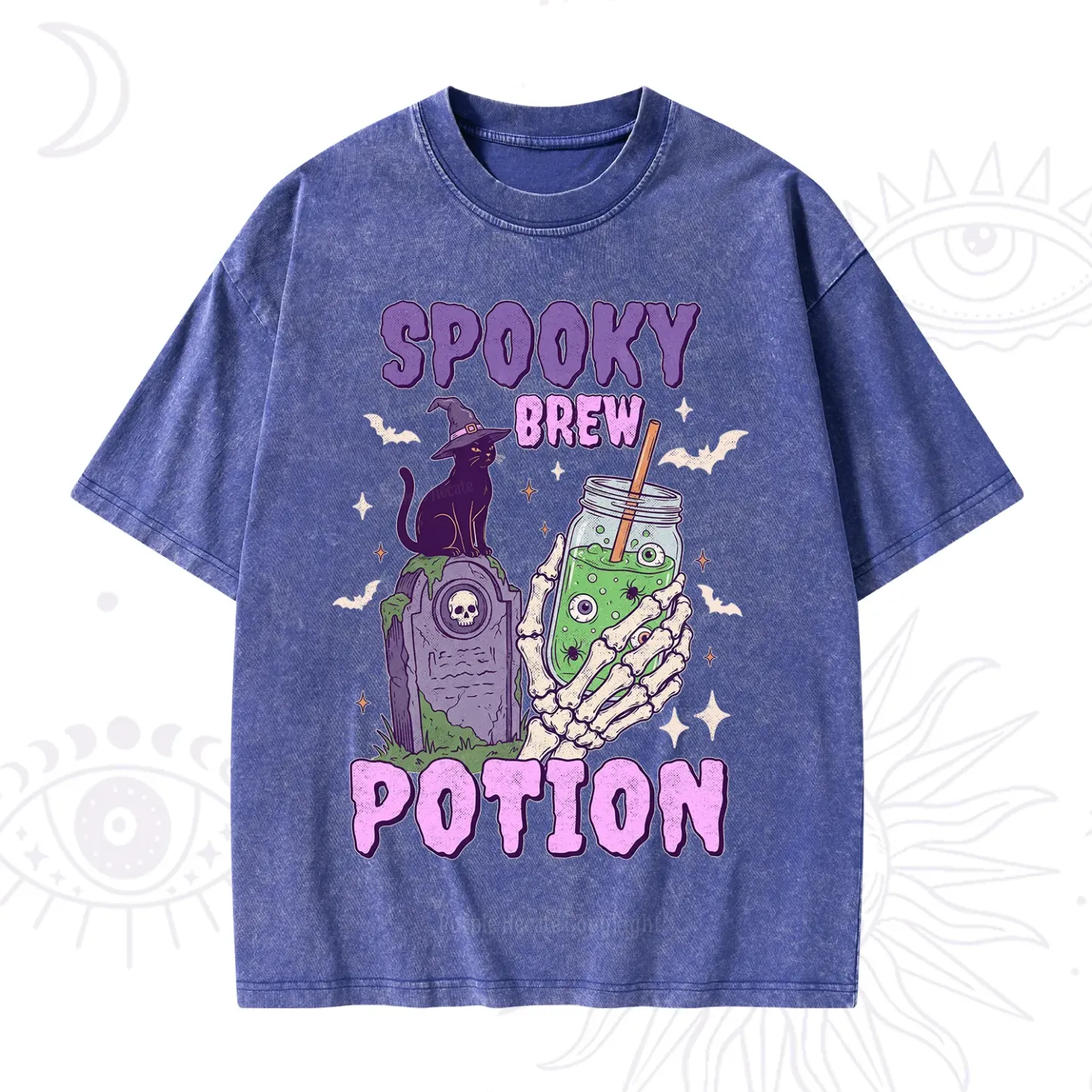 Purplehecate Spooky Brew Potion Halloween Washed T-Shirt