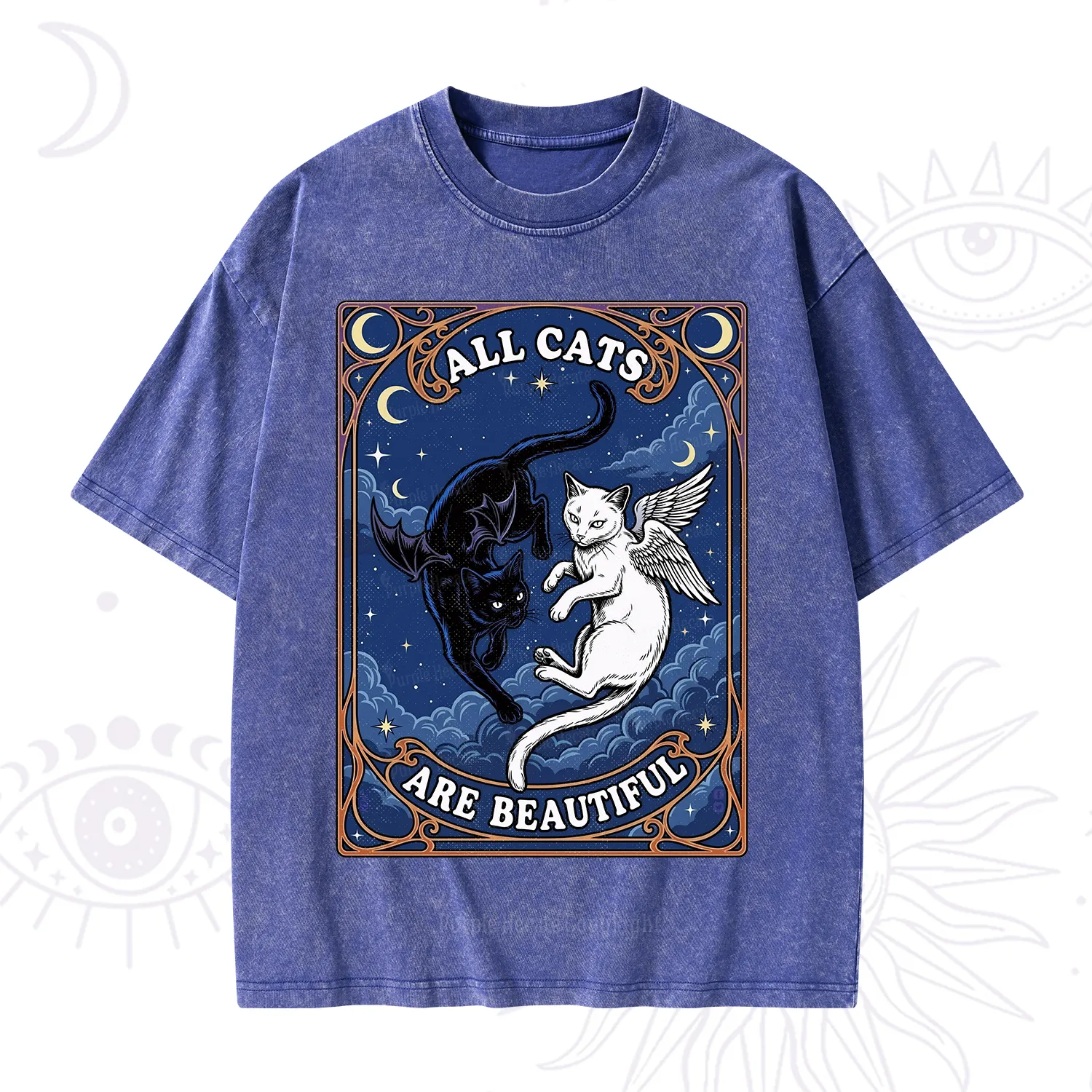 Purplehecate Angel & Devil Cat Washed T-Shirt
