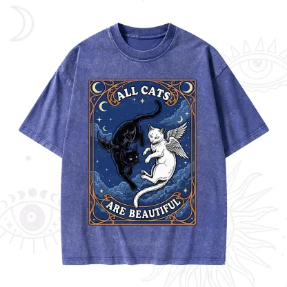 Purplehecate Angel & Devil Cat Washed T-Shirt