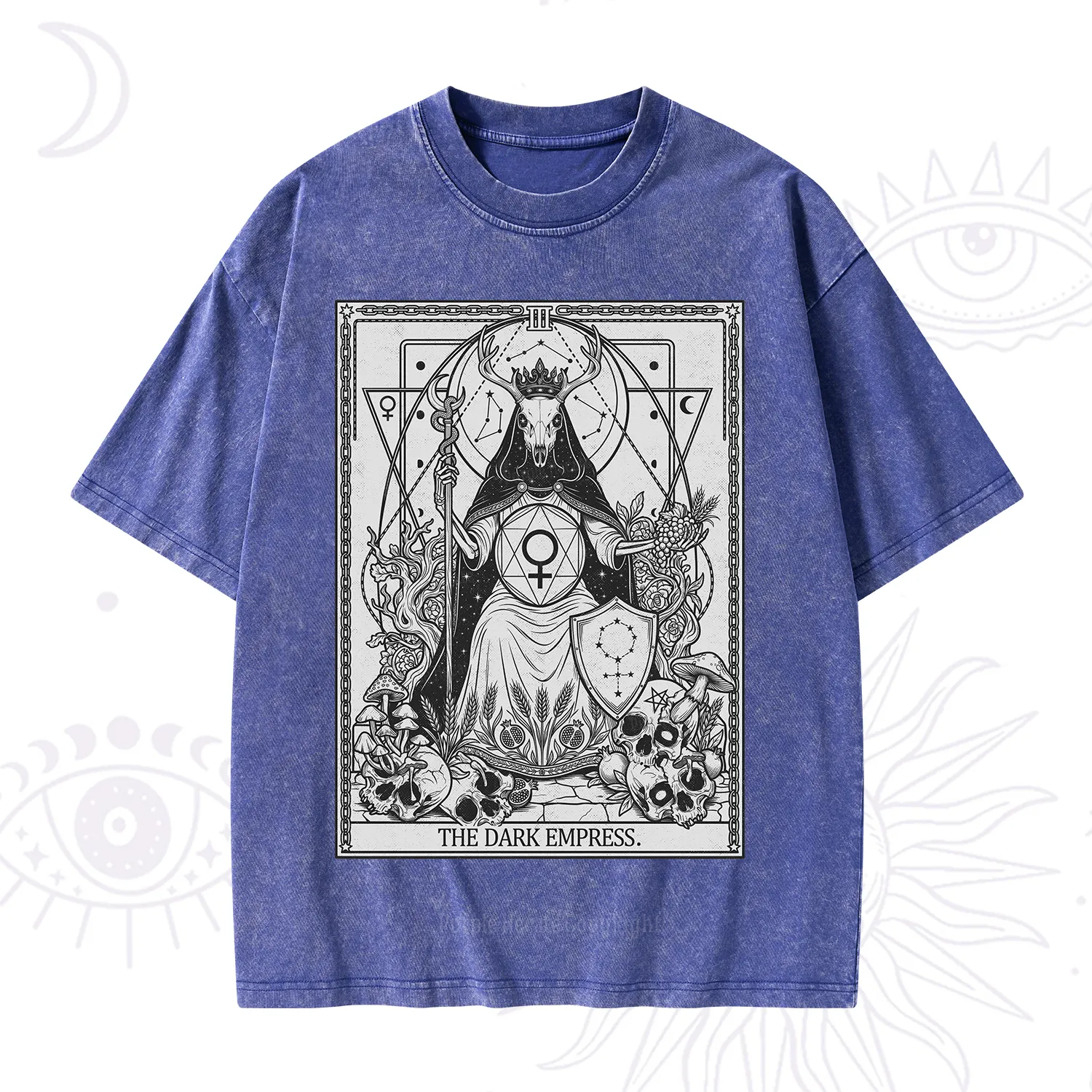 Purplehecate The Dark Empress Tarot Washed T-Shirt