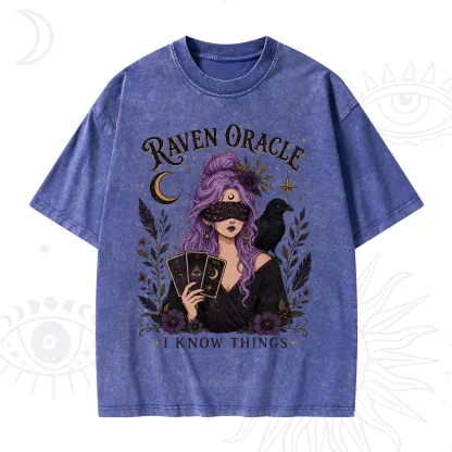 Purplehecate Raven Oracle I Know Things Witchy Washed T-Shirt