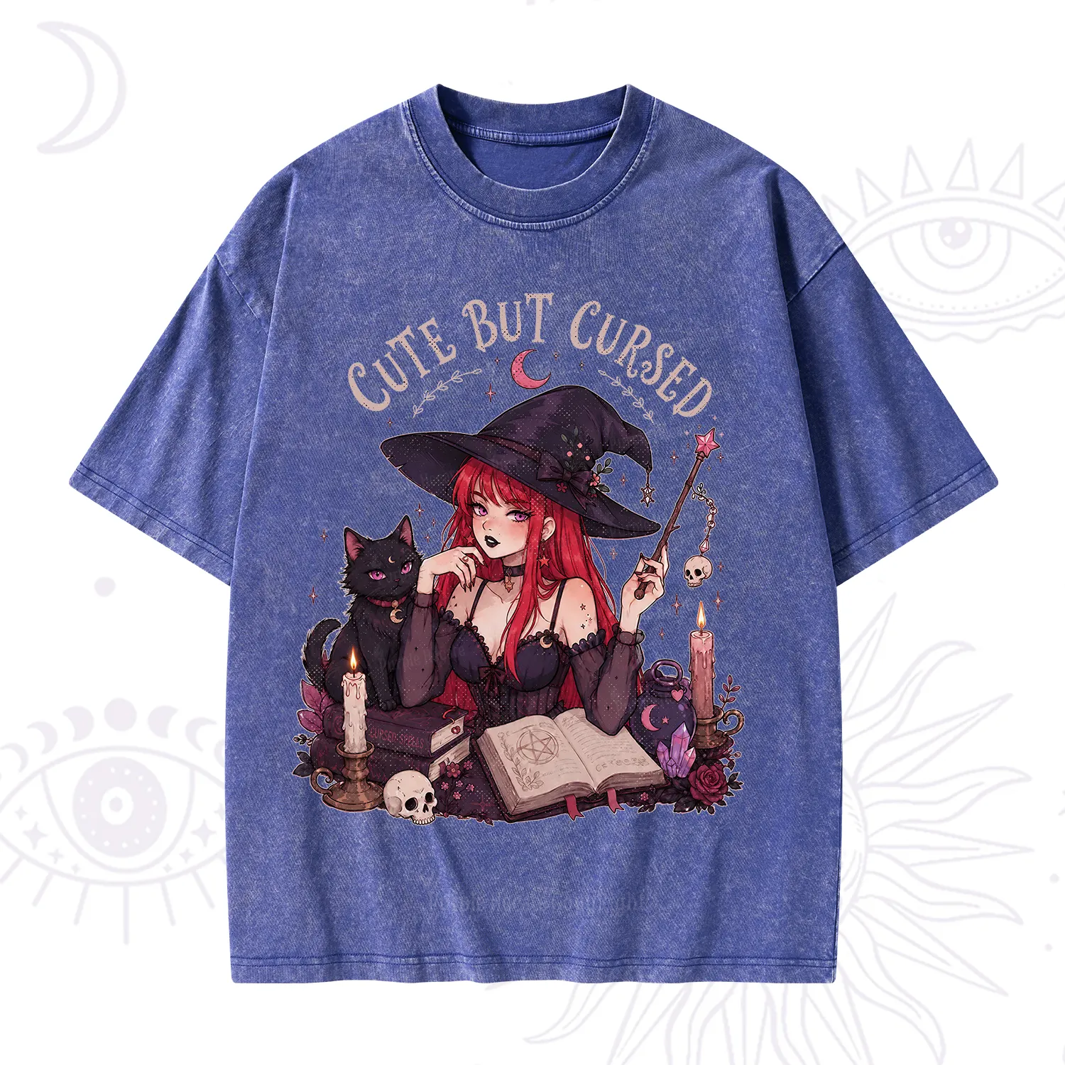 Purplehecate Cute But Cursed Witch Washed T-Shirt