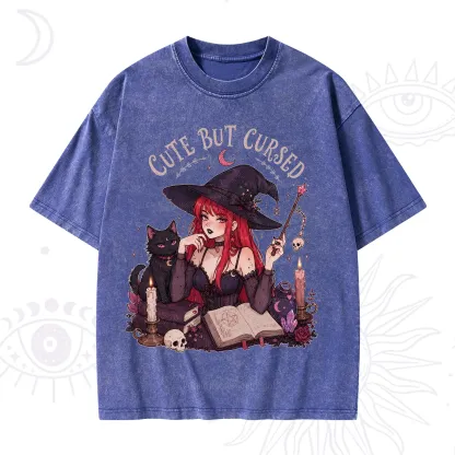 Purplehecate Cute But Cursed Witch Washed T-Shirt