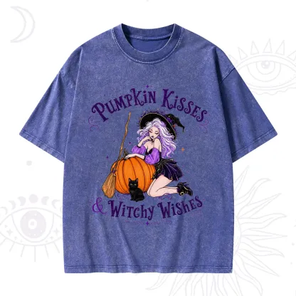 Purplehecate Pumpkin Kisses & Witchy Wishes Washed T-Shirt