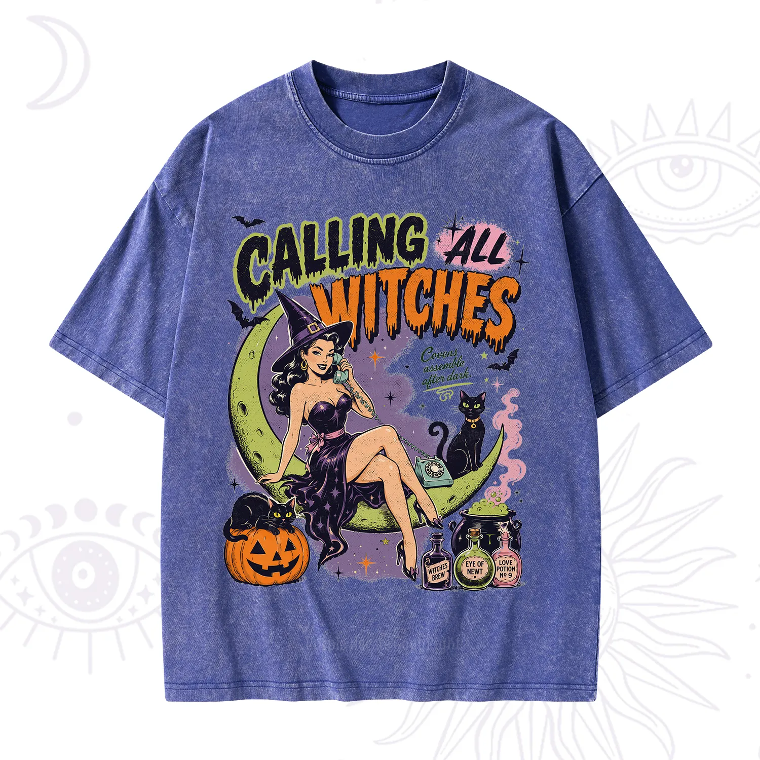 Purplehecate Calling All Witches Halloween Washed T-Shirt