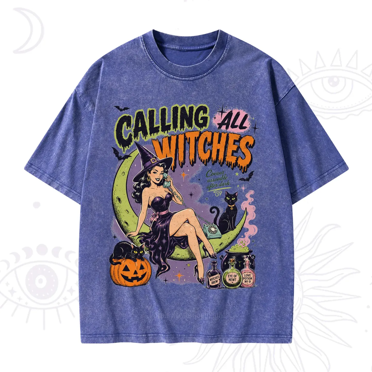 Purplehecate Calling All Witches Halloween Washed T-Shirt