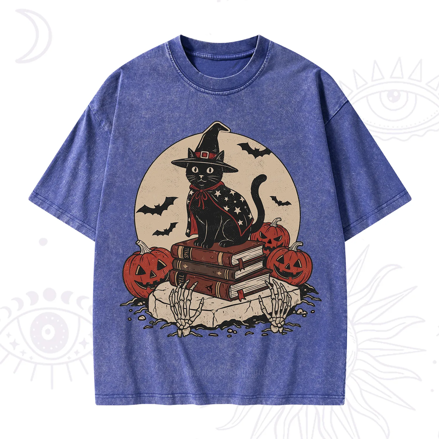 Purplehecate Witch Hat Pumpkin Washed T-Shirt