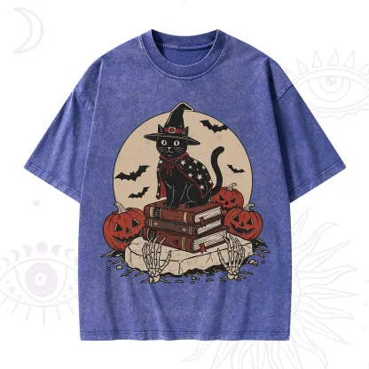 Purplehecate Witch Hat Pumpkin Washed T-Shirt