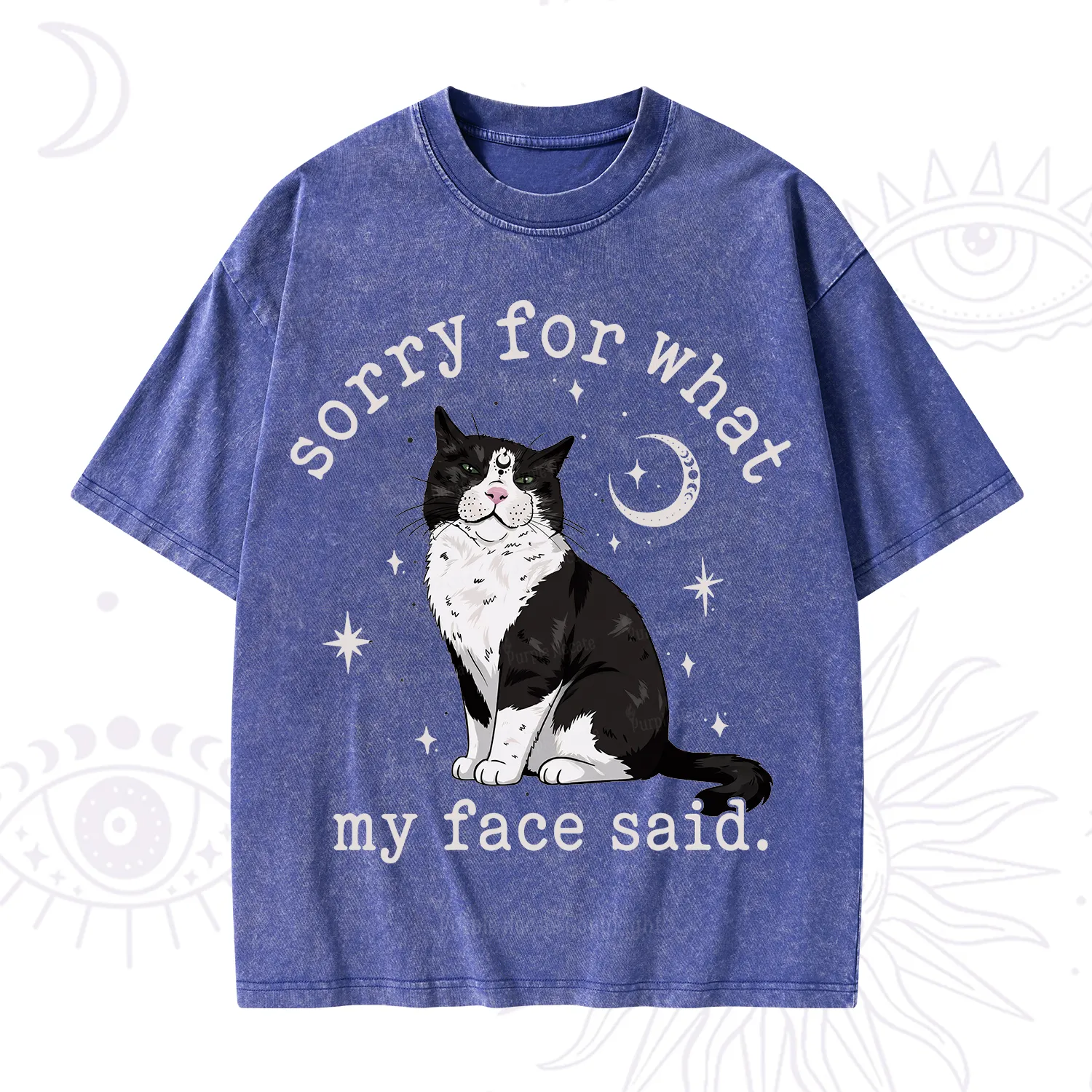 Purplehecate Sorry For What My Face Said Cat Washed T-Shirt