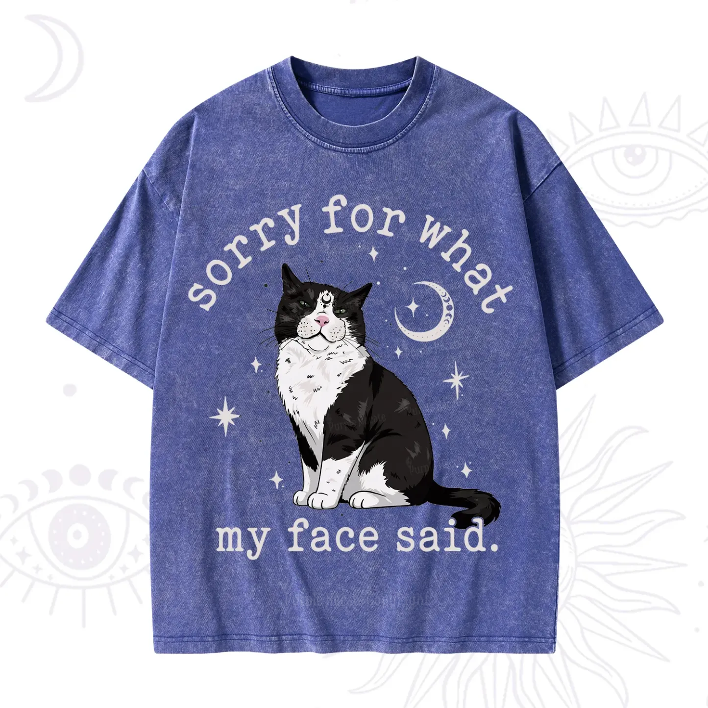 Purplehecate Sorry For What My Face Said Cat Washed T-Shirt
