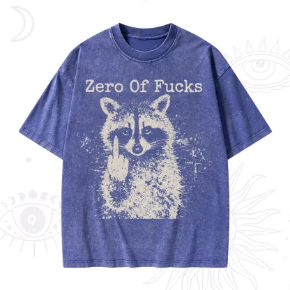 Purplehecate Zero Of Fucks Raccoon Washed T-Shirt
