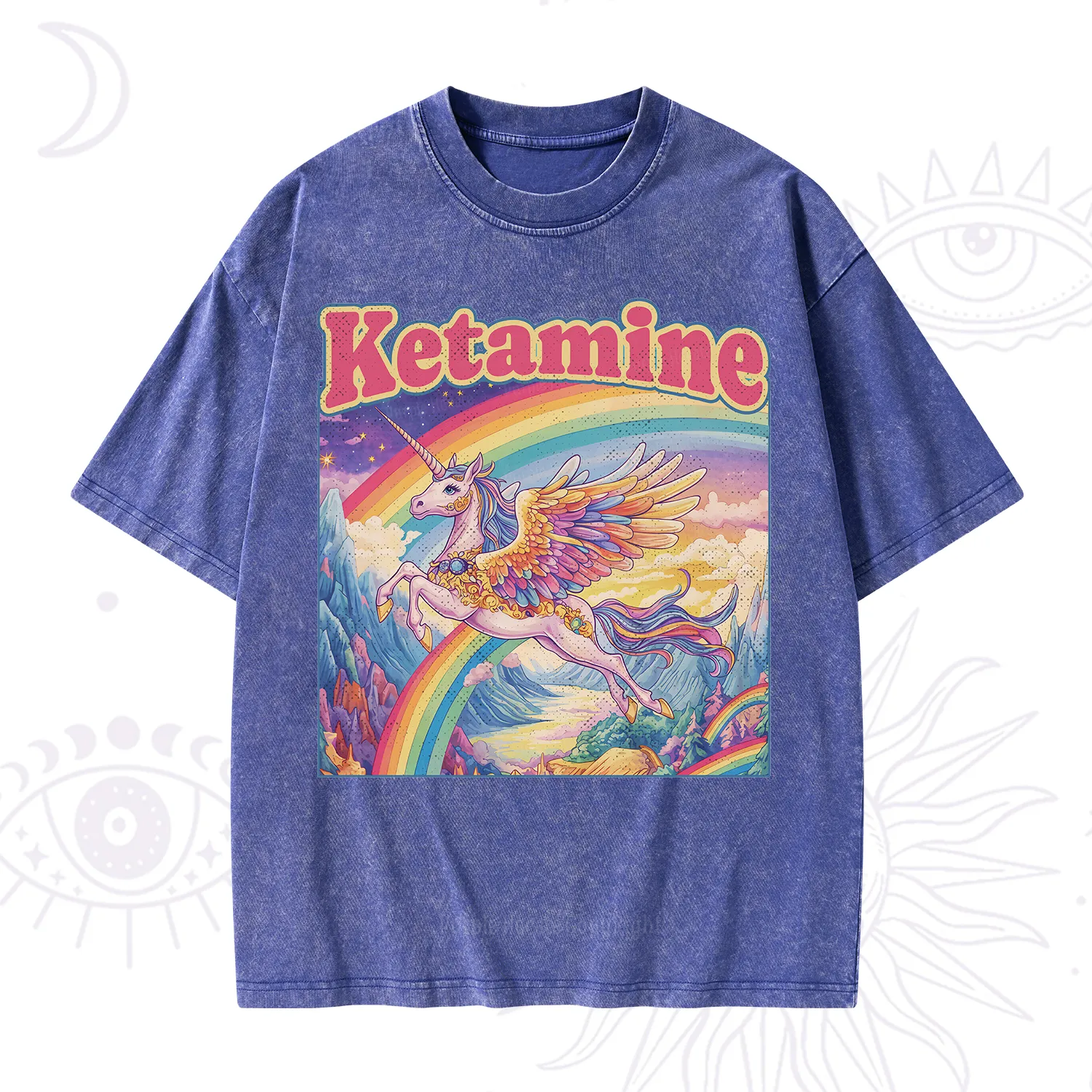 Purplehecate Ketamine Rainbow Unicorn Washed T-Shirt