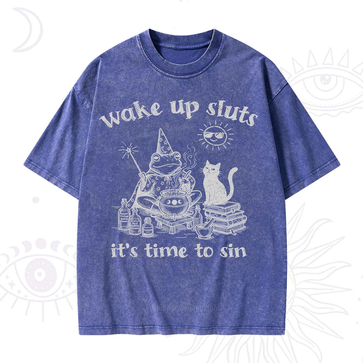 Purplehecate Wake Up Sluts It's Time to Sin Witch Frog Washed T-Shirt