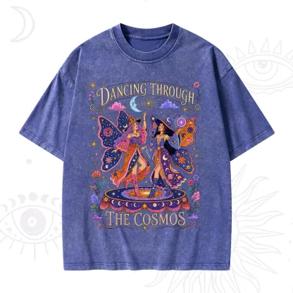 Purplehecate Dancing Through the Cosmos Washed T-Shirt