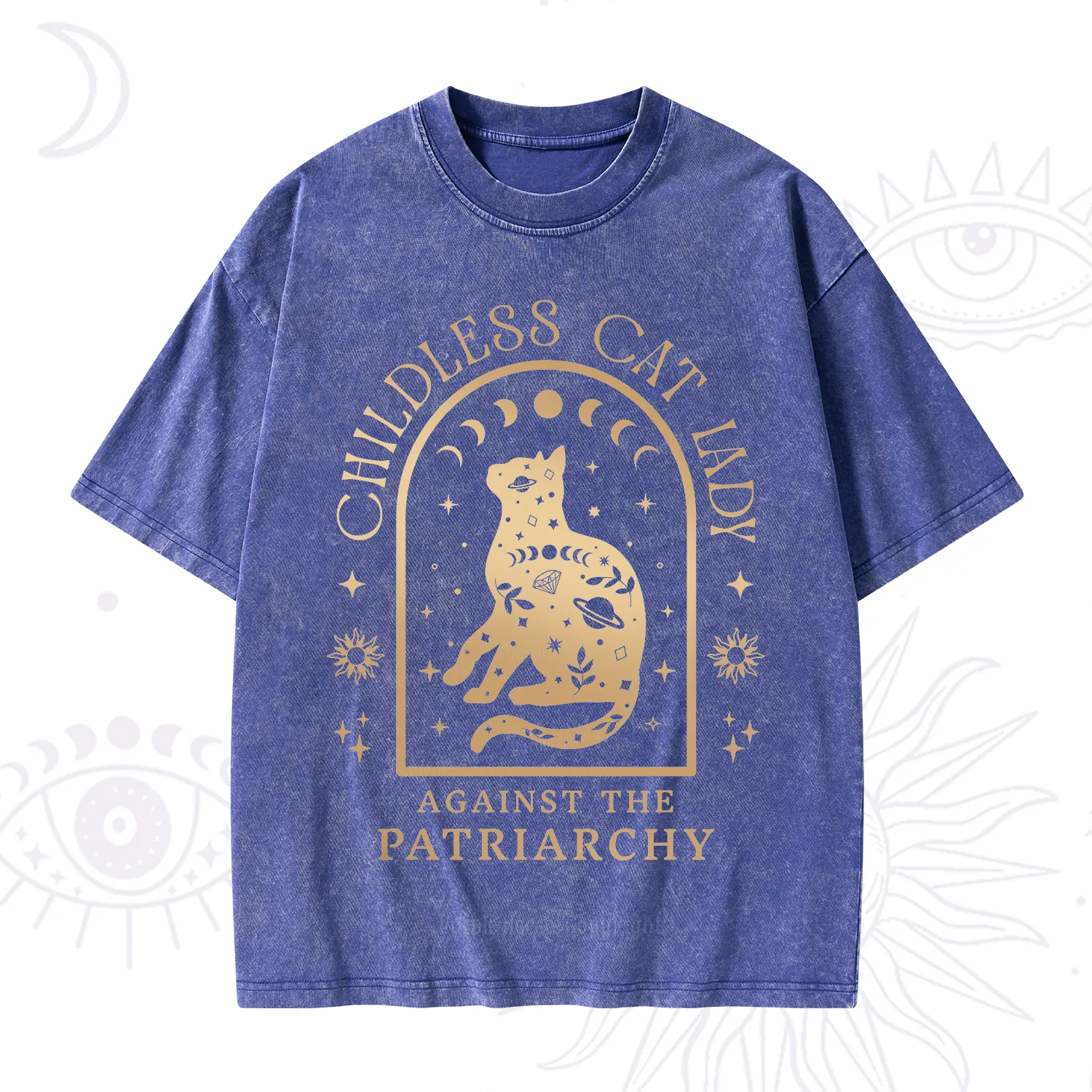 Purplehecate Childless Cat Lady Against the Patriarchy Washed T-Shirt