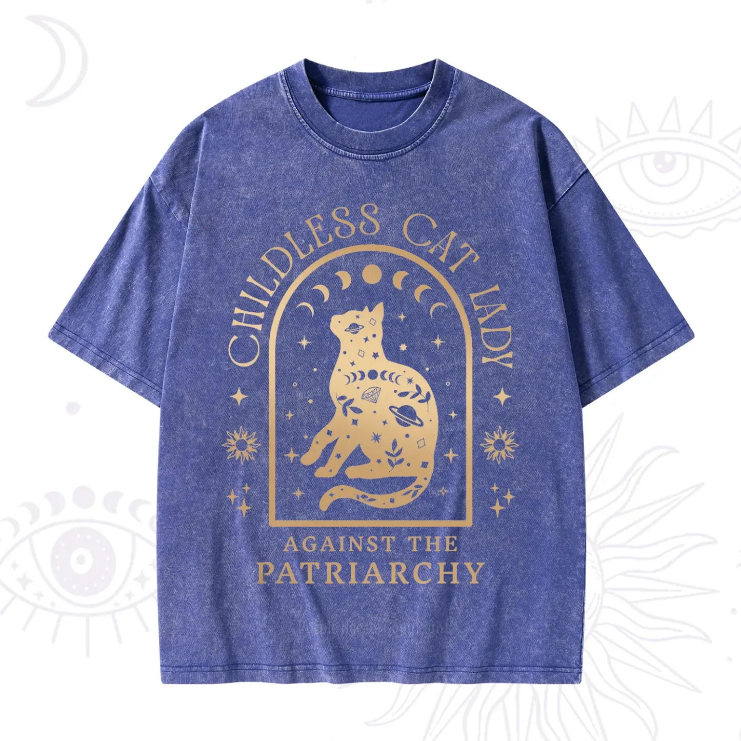 Purplehecate Childless Cat Lady Against the Patriarchy Washed T-Shirt