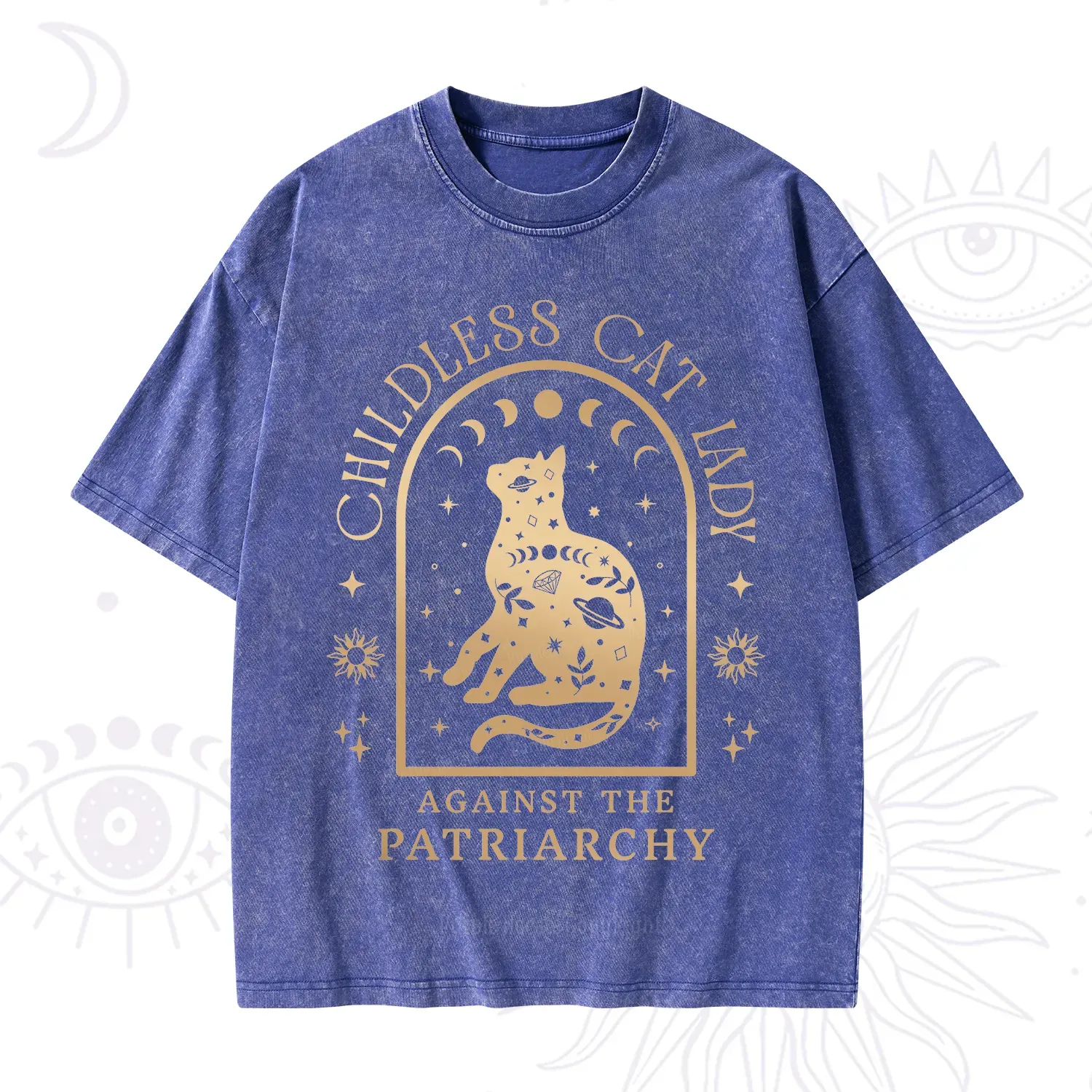 Purplehecate Childless Cat Lady Against the Patriarchy Washed T-Shirt