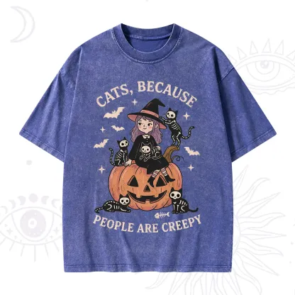 Purplehecate Cats Because People Are Creepy Washed T-Shirt