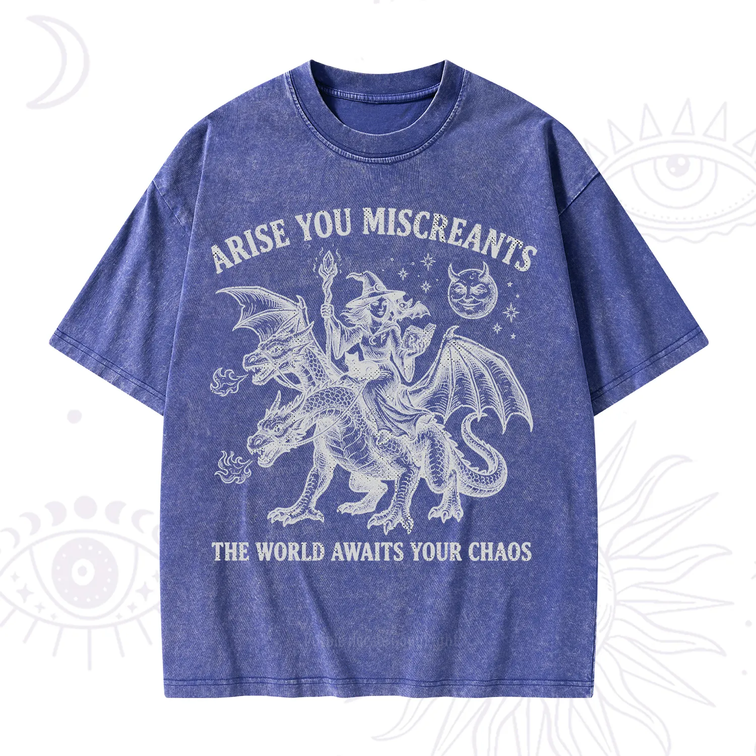 Purplehecate Arise You Miscreants Chaos Rider Witch Washed T-Shirt