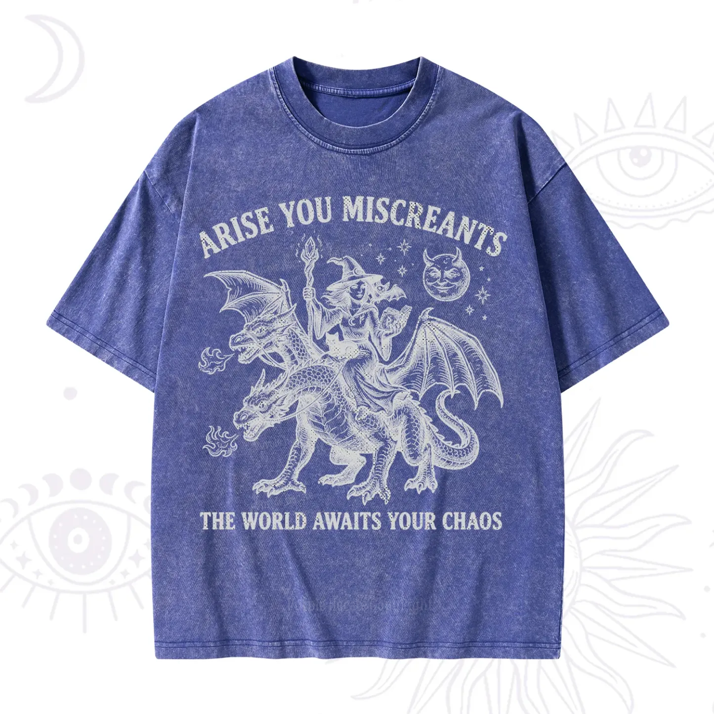 Purplehecate Arise You Miscreants Chaos Rider Witch Washed T-Shirt
