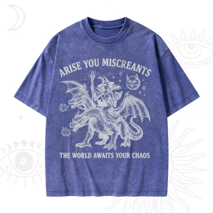 Purplehecate Arise You Miscreants Chaos Rider Witch Washed T-Shirt