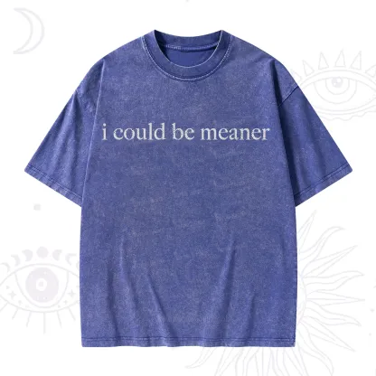 Purplehecate I Could Be Meaner Funny Sarcastic Washed T-Shirt