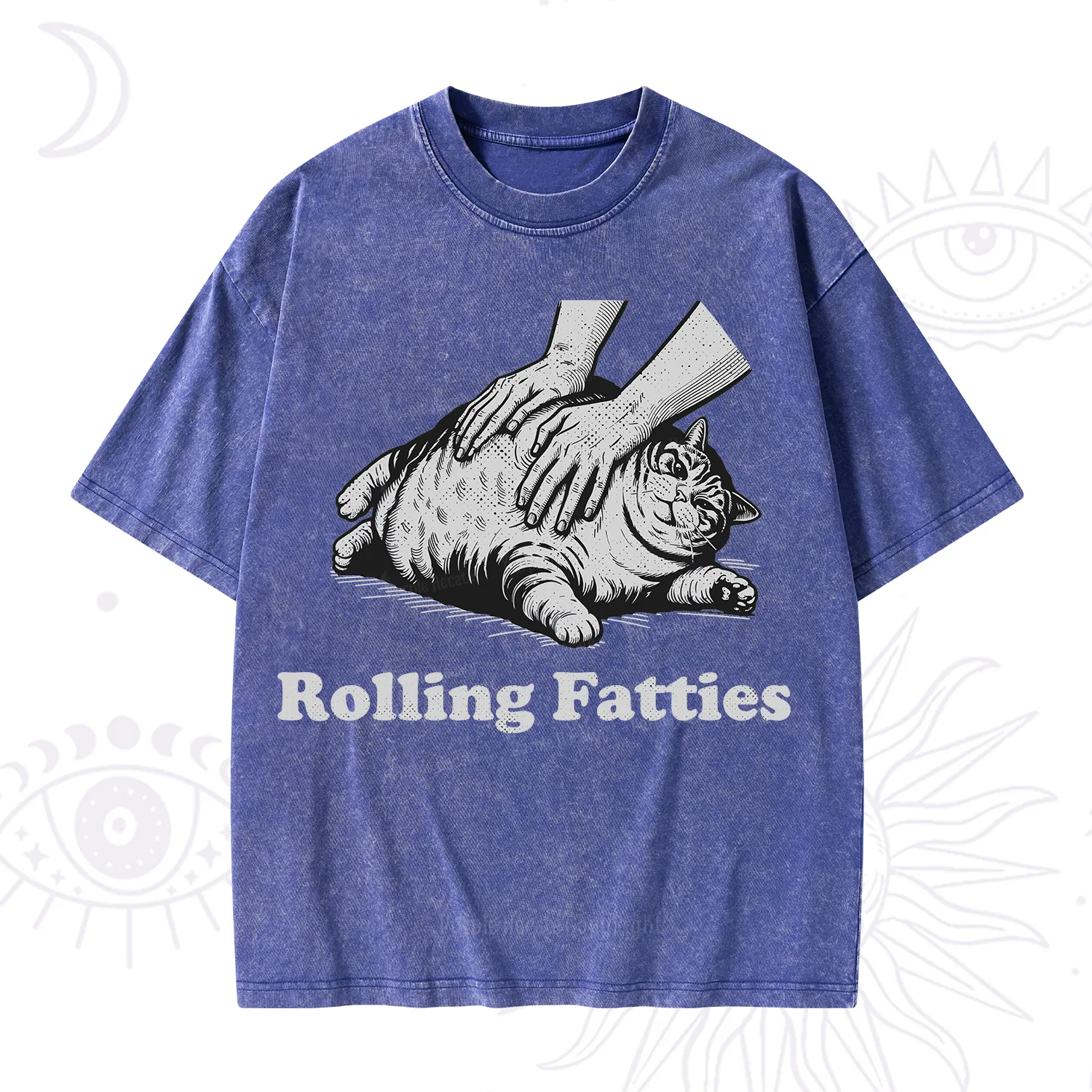 Purplehecate Rolling Fatties Cat Washed T-Shirt