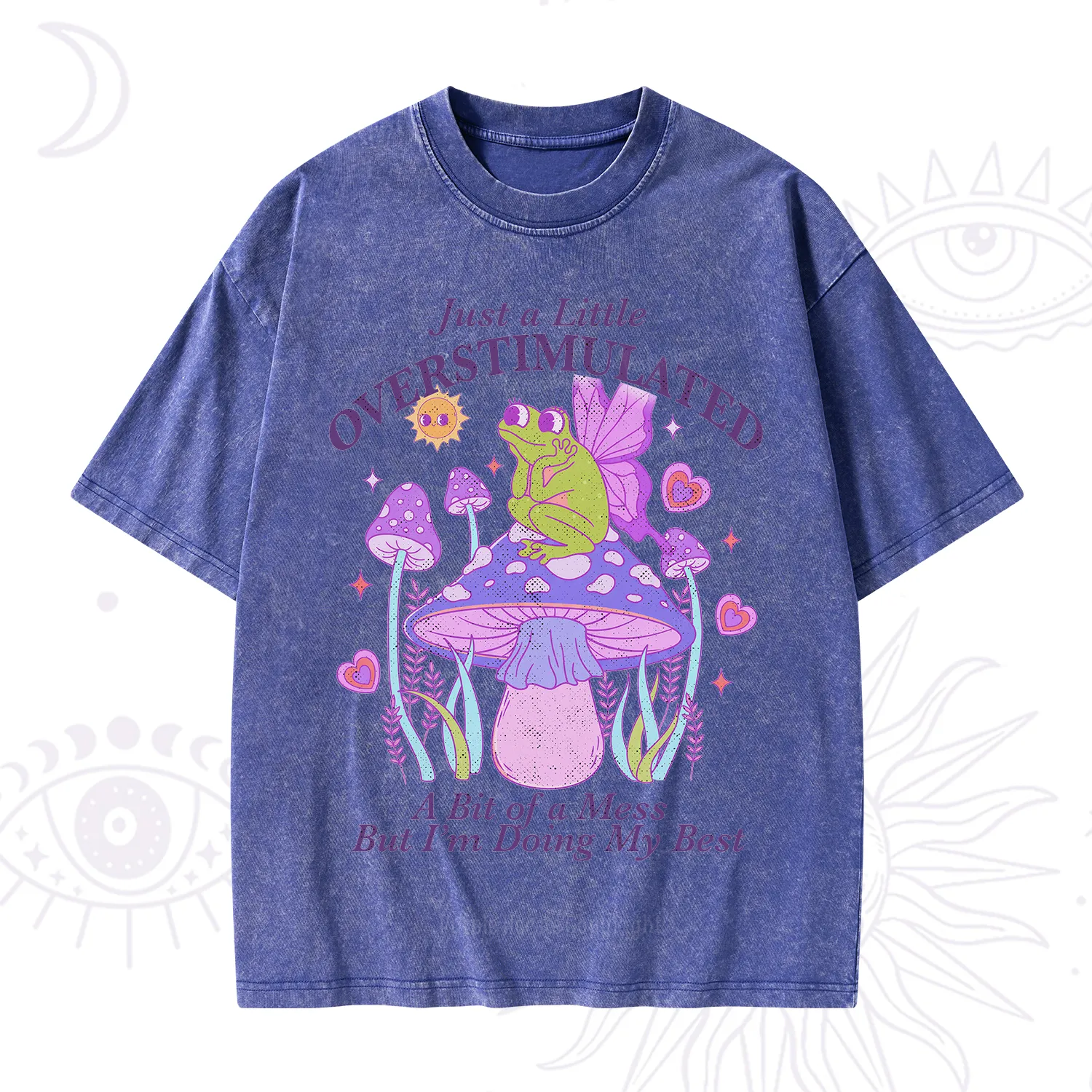 Purplehecate Just a Little Overstimulated Frog Washed T-Shirt