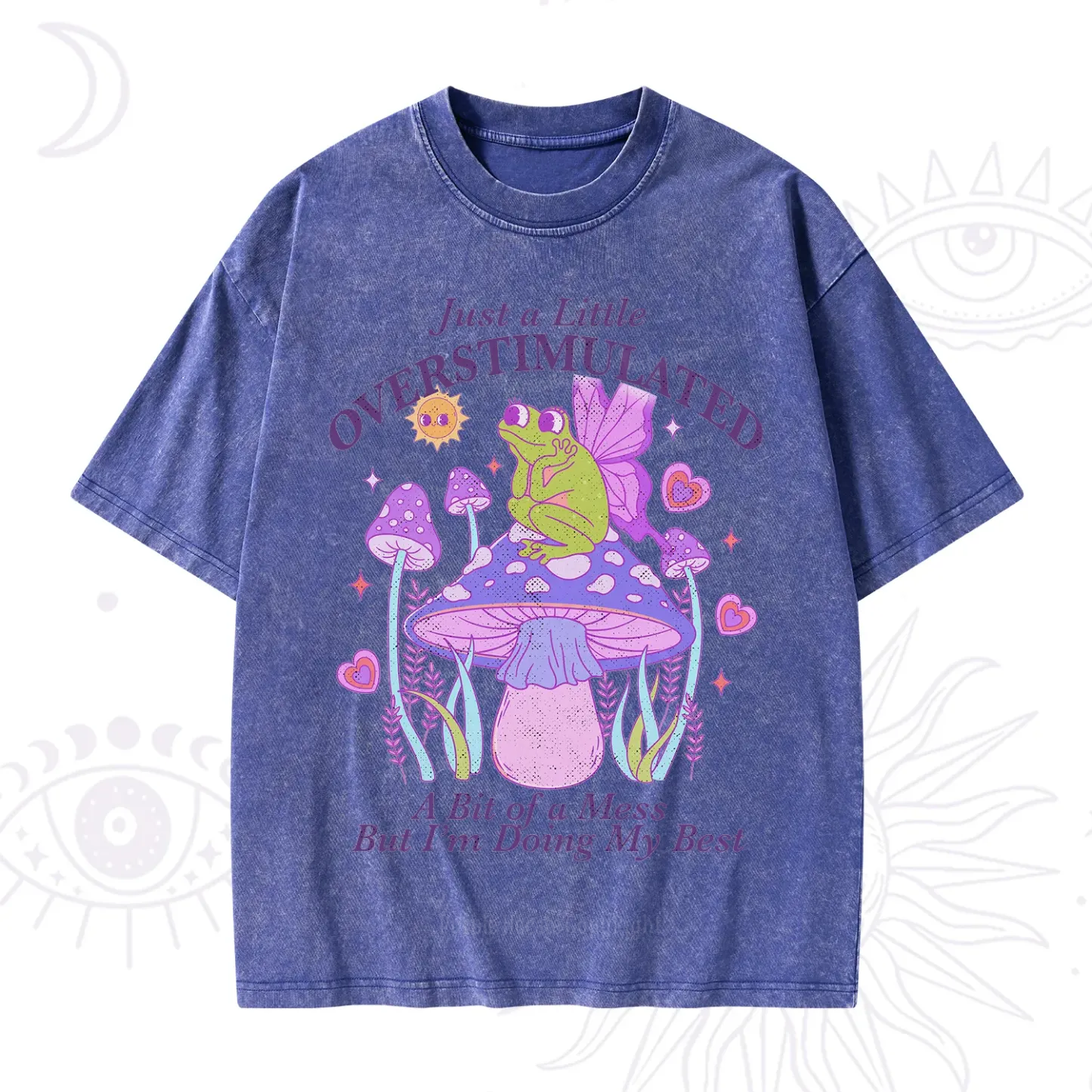 Purplehecate Just a Little Overstimulated Frog Washed T-Shirt