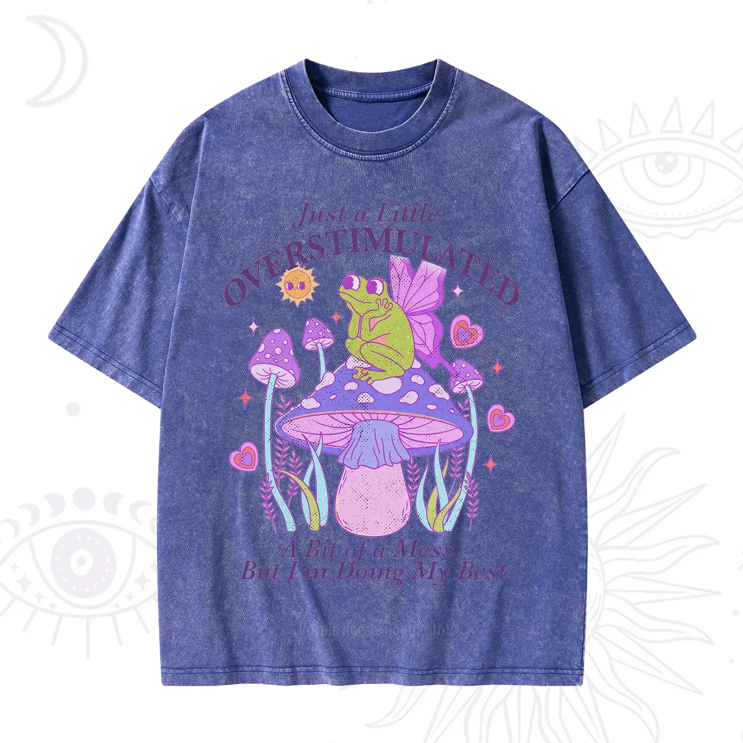 Purplehecate Just a Little Overstimulated Frog Washed T-Shirt