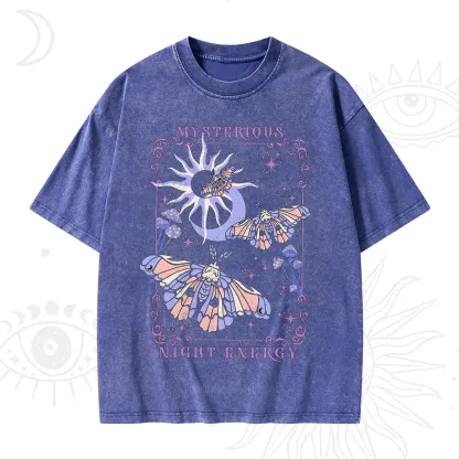 Purplehecate Mysterious Night Energy Moth Washed T-Shirt