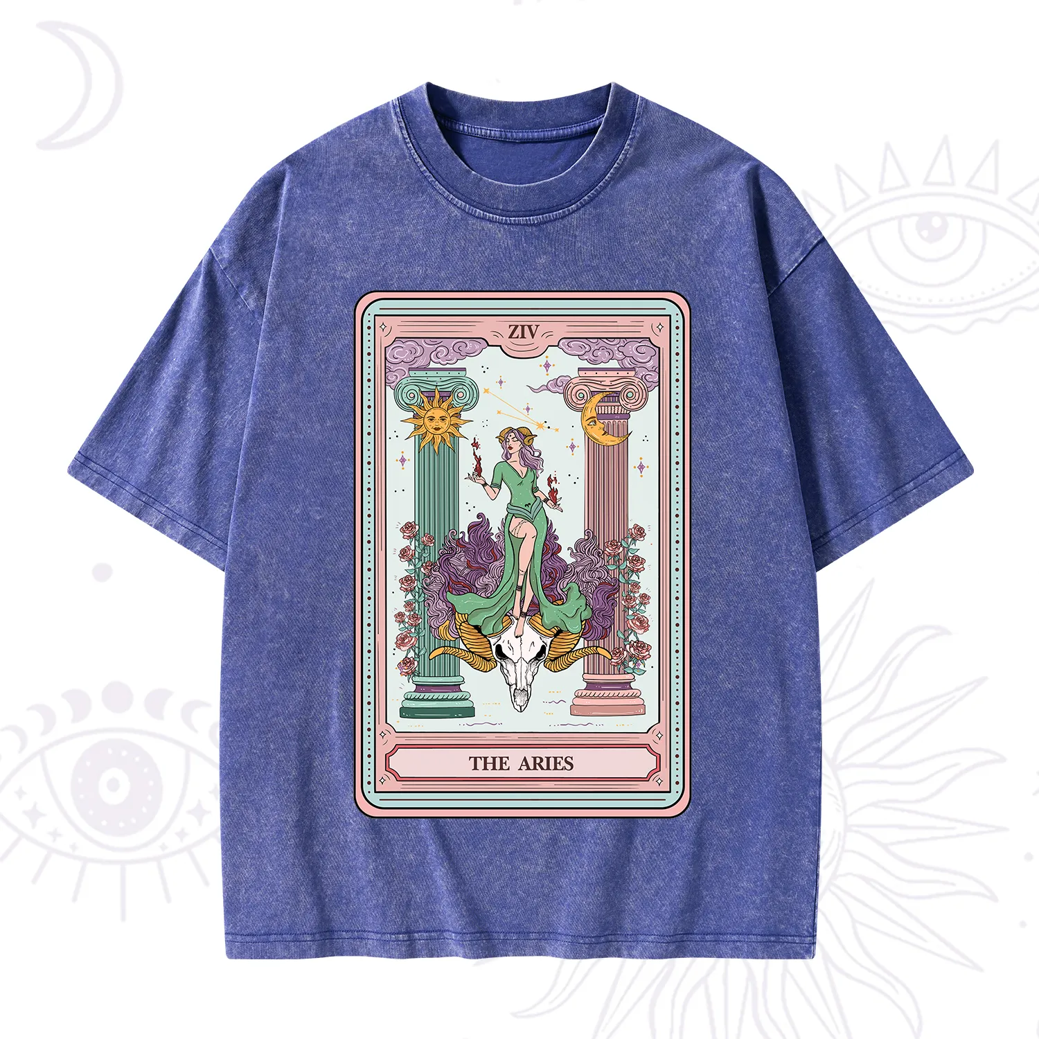 Purplehecate The Aries Goddess Tarot Washed T-Shirt