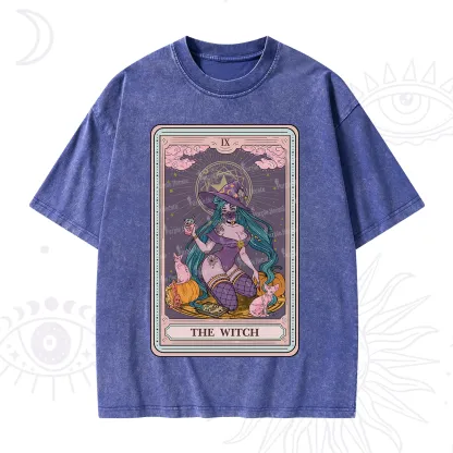 Purplehecate The Witch Tarot Halloween Washed T-Shirt