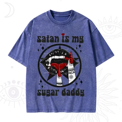 Purplehecate Satan Is My Sugar Daddy Washed T-Shirt
