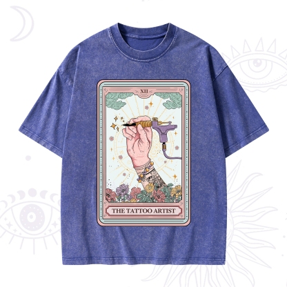Purplehecate The Tattoo Artist Tarot Card Washed T-Shirt