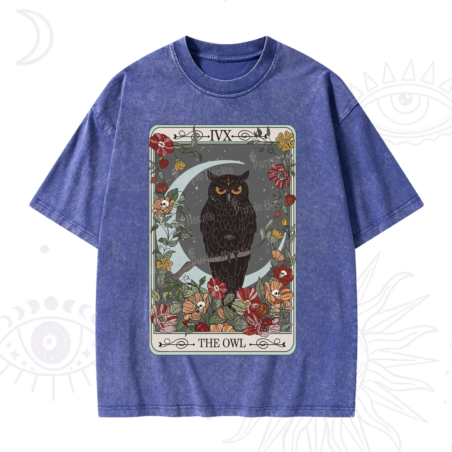 Purplehecate The Owl Tarot Washed T-Shirt