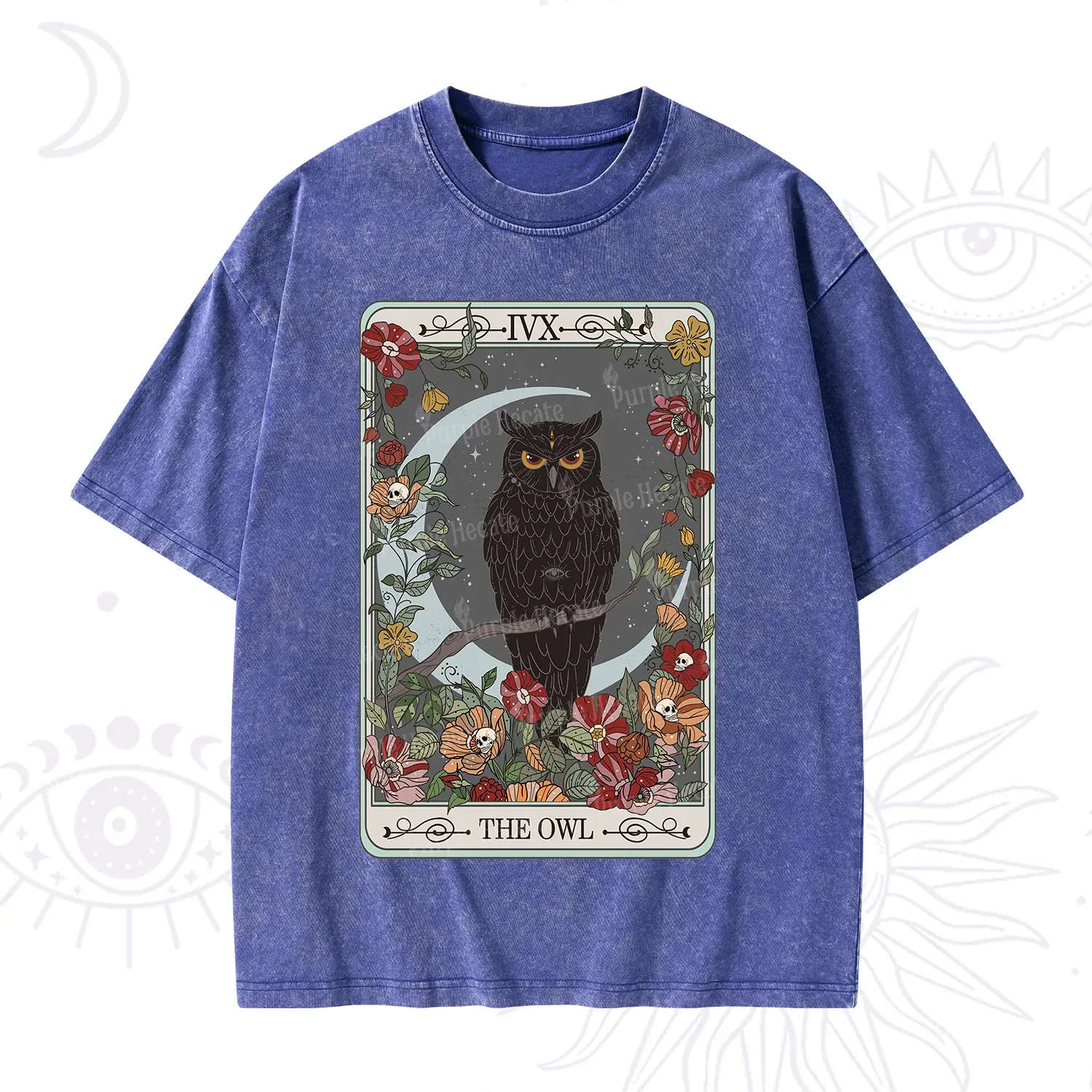 Purplehecate The Owl Tarot Washed T-Shirt