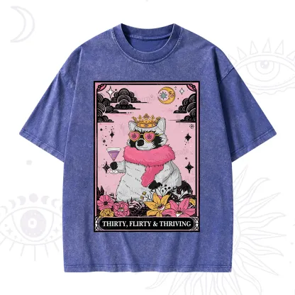 Purplehecate The Thirty Flirty Thriving Oracle Card Washed T-Shirt