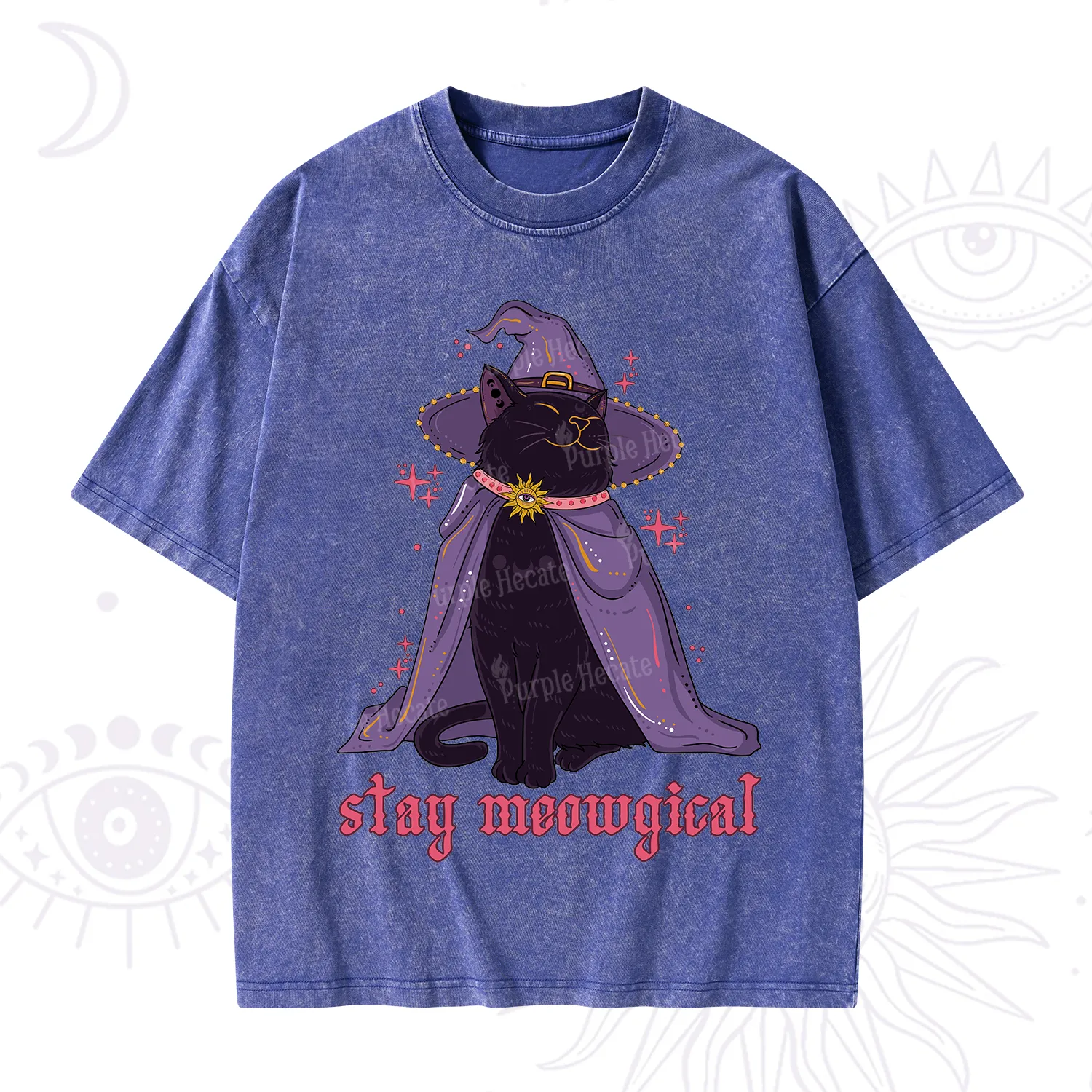 Purplehecate Stay Meowgical Cat Washed T-Shirt