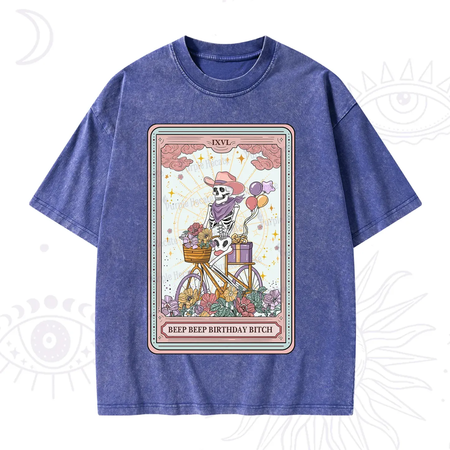 Purplehecate The Beep Beep Birthday Bitch Tarot Washed T-Shirt