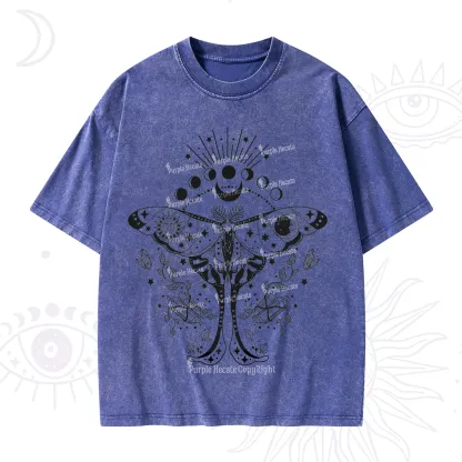 Purplehecate Moonlit Celestial Moth Washed T-Shirt