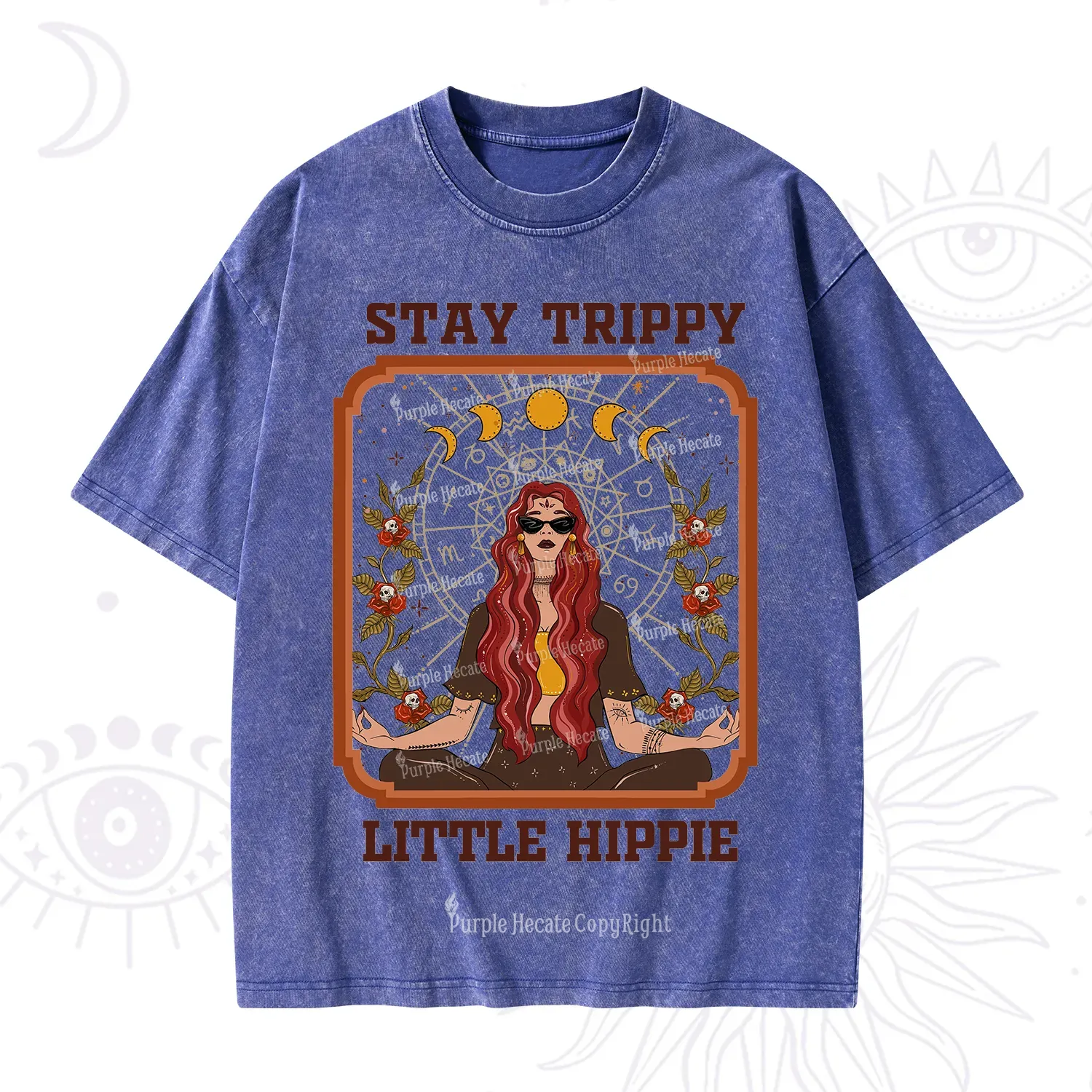 Purplehecate Stay Trippy Little Witchy Hippie Washed T-Shirt