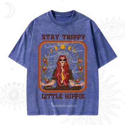 Purplehecate Stay Trippy Little Witchy Hippie Washed T-Shirt