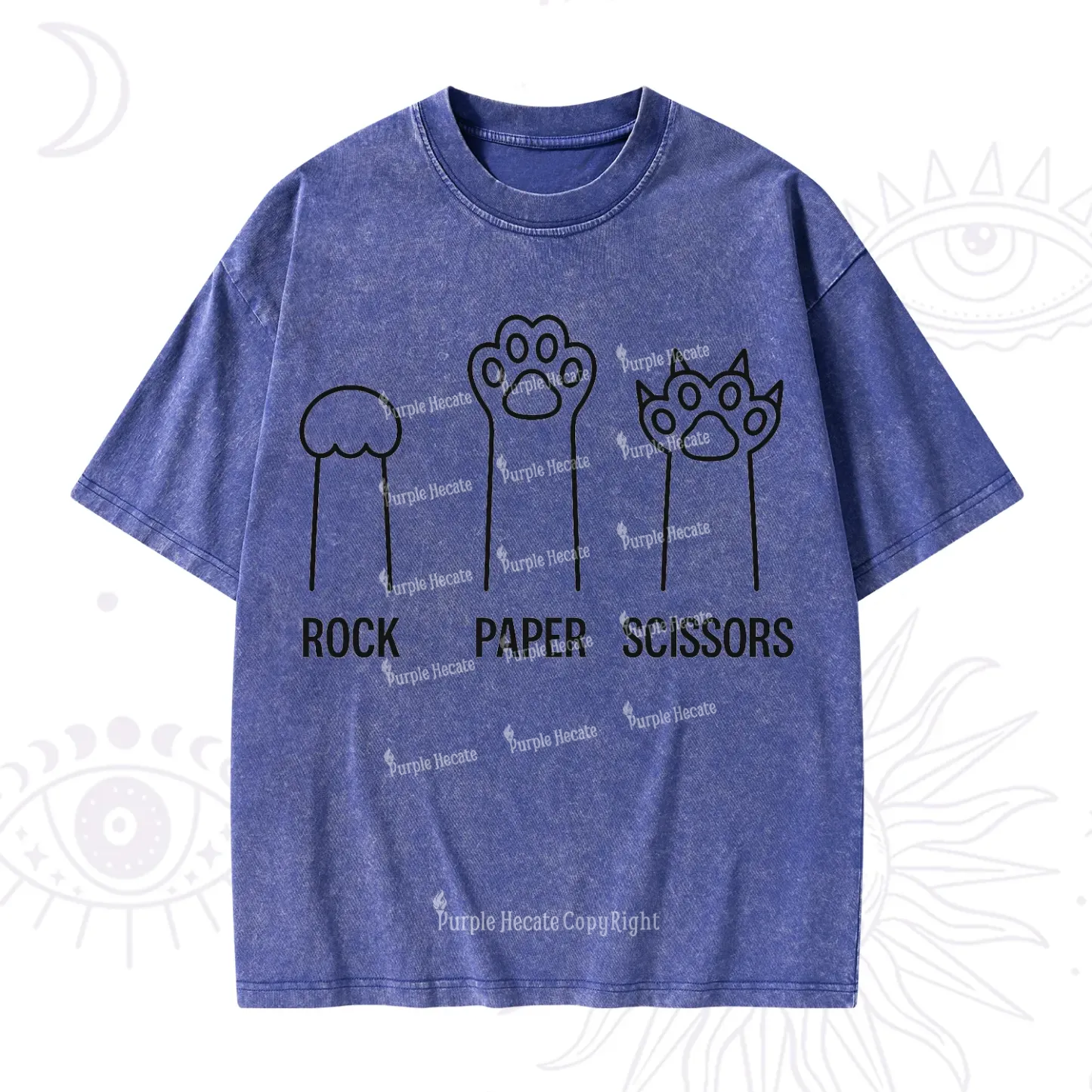 Purplehecate Rock Paper Scissors Cat Paw Edition Washed T-Shirt
