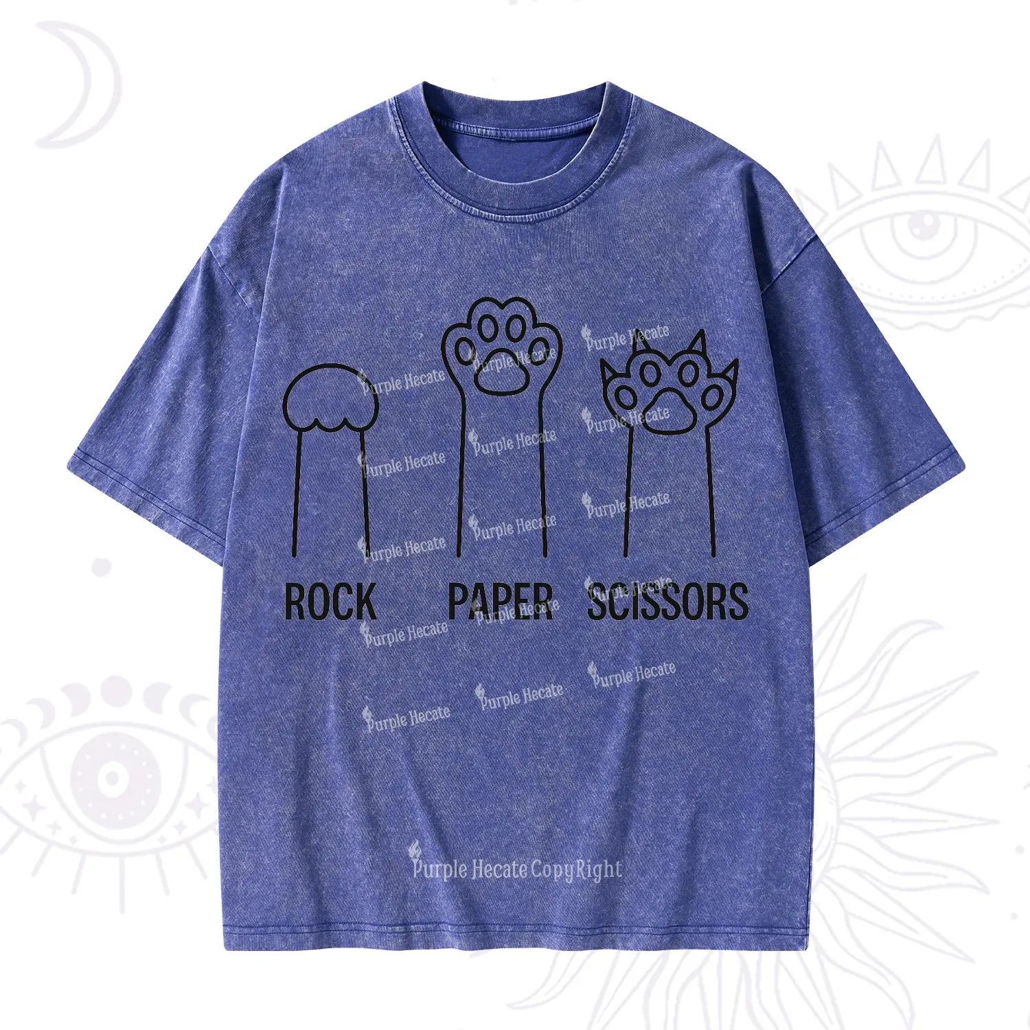 Purplehecate Rock Paper Scissors Cat Paw Edition Washed T-Shirt