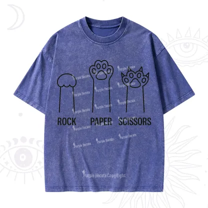 Purplehecate Rock Paper Scissors Cat Paw Edition Washed T-Shirt